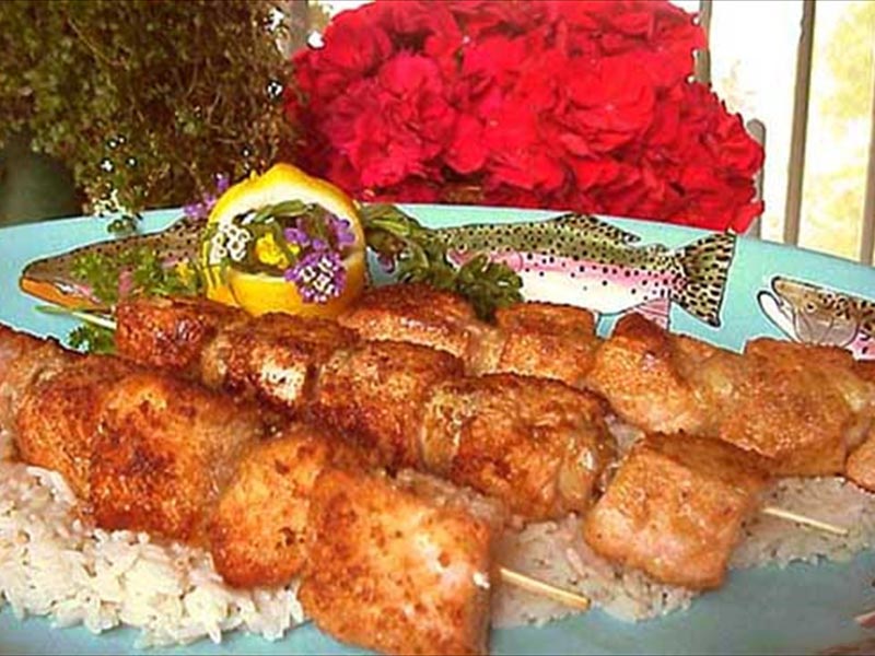 Brochettes of salmon